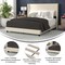 Merrick Lane Percy Modern Platform Bed with Padded Channel Stitched Upholstered Wingback Headboard and Underbed Clearance